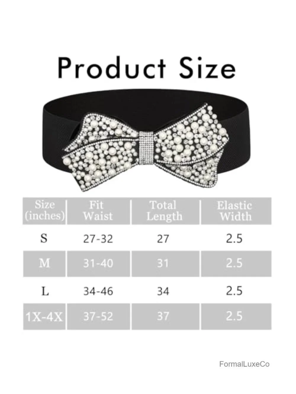 Elastic Pearl Belt Women Rhinestone Bow Tie Stretch Wide Waist Belt for Dress